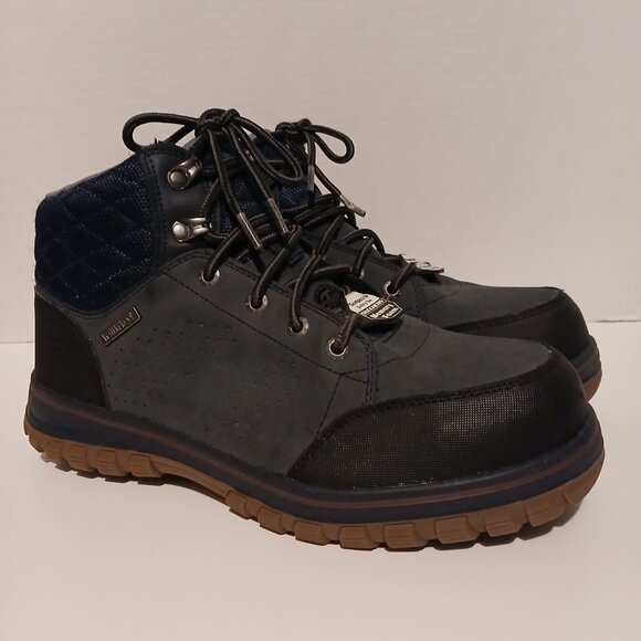 Men's Skechers Composite Safety Toe Memory Foam Shoe Size 9 Blue Navy Black USED - Picture 2 of 9